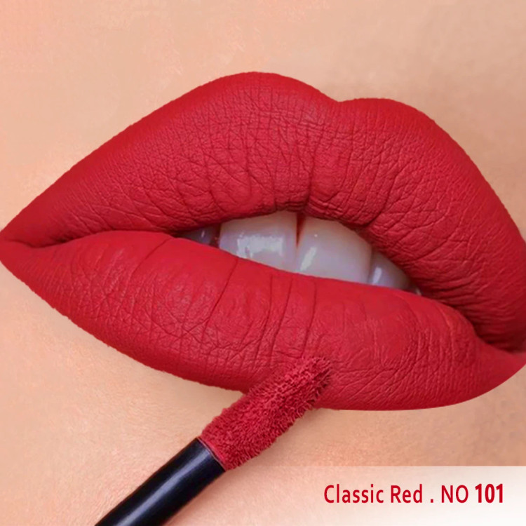 رژ لب مایع مخملی مات سرژه کد 101 (Classic Red)
